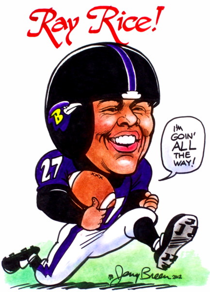 Ray Rice cartoon Ray Rice caricature Baltimore Ravens cartoon